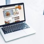 laptop with bbc food website on white tabletop
